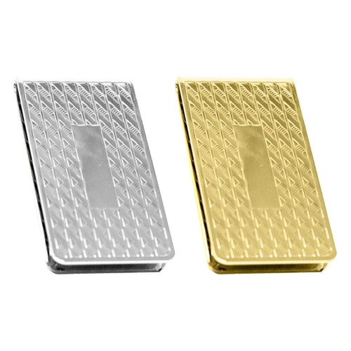 Set of 2 ChromePlated Stainless Steel Money Clip in Silver & Gold (Honeycomb Pattern)