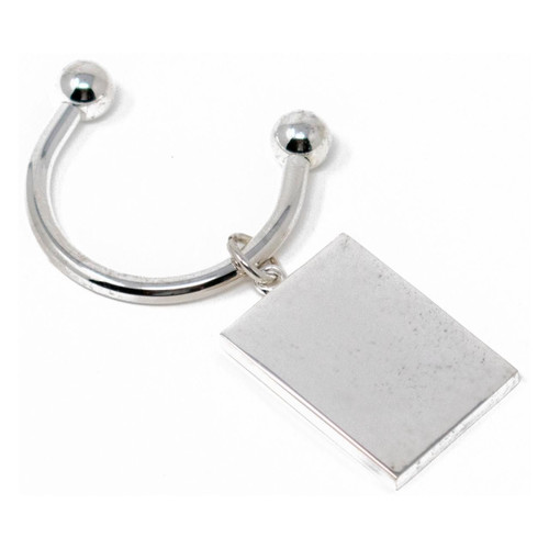 Silver Rectangle Horseshoe Screwball Keychain with SingleSide EasyOpen Key Holder