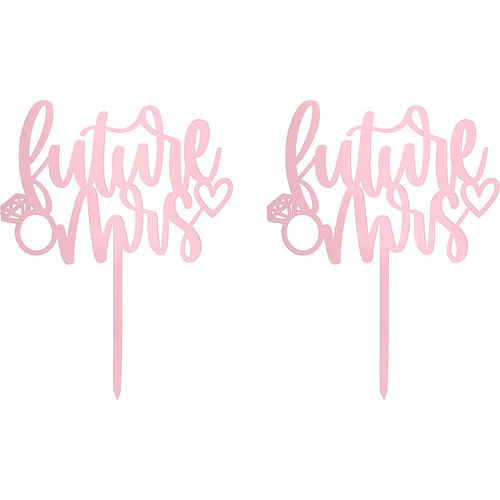 Future Mrs (Ring & Heart)  Love Themed Rose Gold Cake Topper for Proposal, Wedding, Bridal Shower or Anniversary Cake (Pack of 2)
