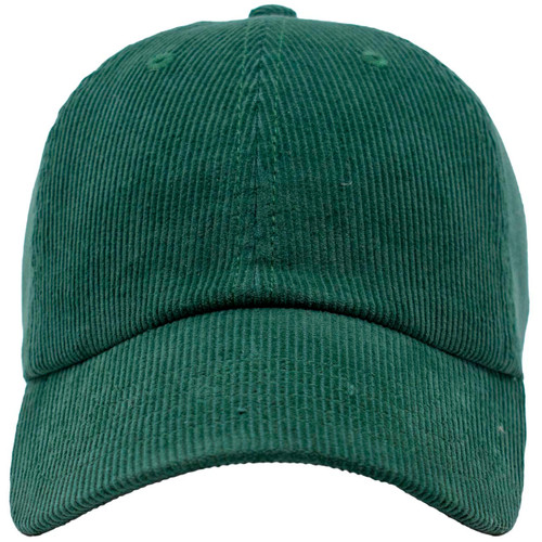 Classic 6Panel Corduroy Cotton Baseball Unisex Cap with Adjustable Brass Buckle (Dark Green)