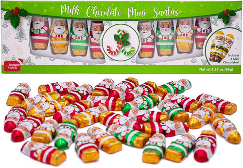 Made in USA Christmas Mini 2" Milk Chocolate Santas Individually Wrapped in Foil 2 lbs (12 Pack  Gift Ready)