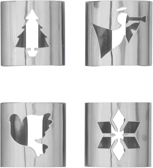 Christmas Napkin Rings  4Pack Silver Festive Holiday Themed Table Accessory Set