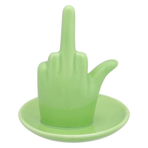 Forest Green Ceramic Middle Finger Jewelry Ring Dish Tray
