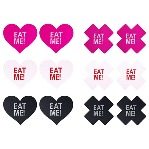 Naughty Collection: 6 Pairs of Disposable Assorted Shape Breast Petals Nipple Cover Pasties (Eat Me)