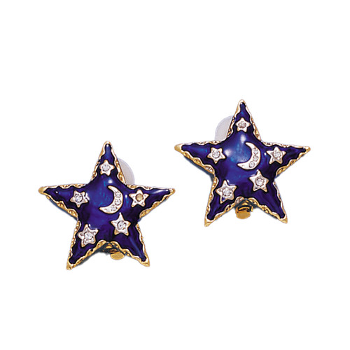 Star Ear 18KT 2 Tone Plated Earrings with Hand Set Swarovski Crystals