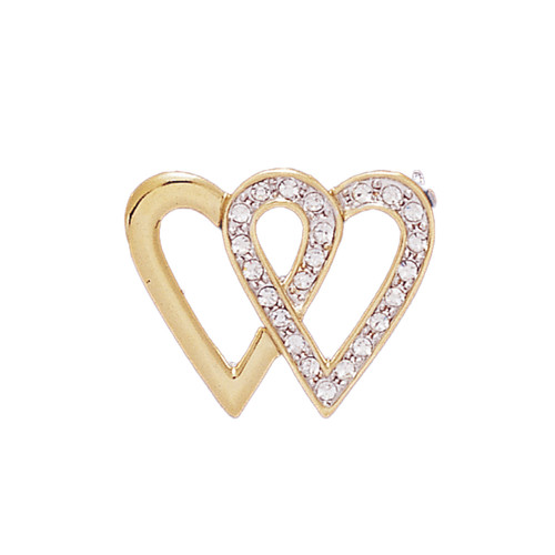 Hearts PIN 18KT Two Tone Plated Pins with Hand Set Swarovski Crystals
