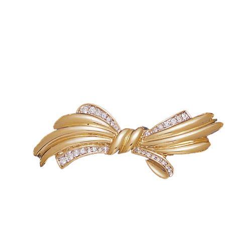 BOW 18KT Two Tone Plated Pins with Hand Set Swarovski Crystals
