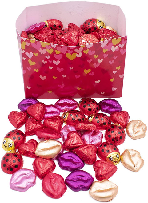 MADE IN USA Individually FoilWrapped Valentine's Day Milk Chocolates (Assorted  2 lb) (Red Hearts)