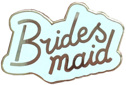 Set of 2 Rose Gold "Bridesmaid" Enamel Lapel Pins (0.5" X 0.8")