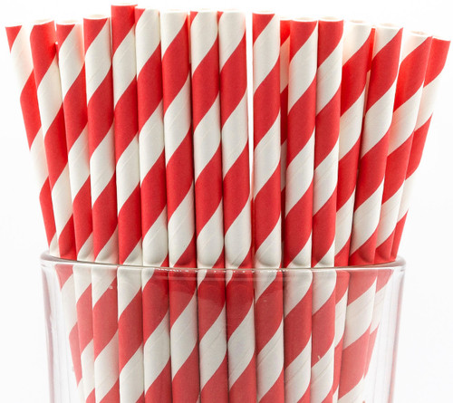 Red Swirl Pattern Paper Straws