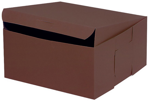 Made in USA 8" X 8" X 4" Recycled Chocolate Kraft Cake Box & 8" Round Cake Boards (Pack of 10  Front Loading)