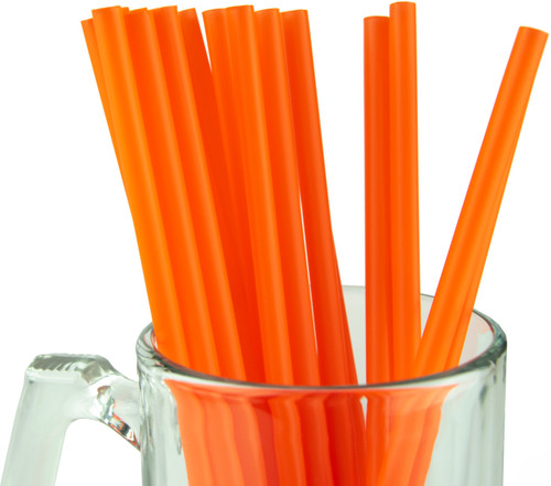 [Wrapped] Made in USA Pack of 250 Orange Smoothie (10" X 0.28") Plastic Drinking Straws (Non-toxic, BPA-free)