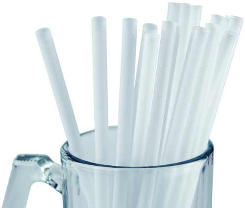 [Wrapped] Made in USA Pack of 250 White Smoothie (10" X 0.28") Plastic Drinking Straws (Non-toxic, BPA-free)