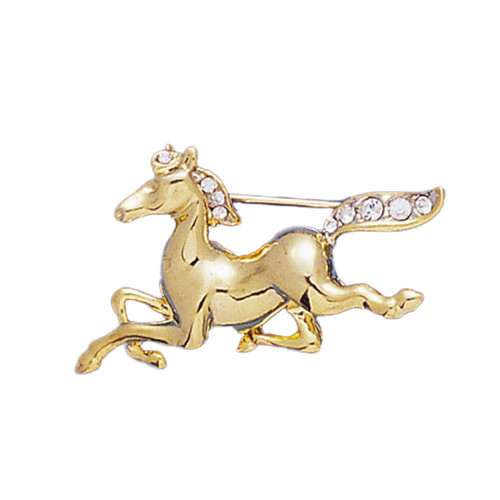 Horse 18KT Two Tone Plated Pins with Hand Set Swarovski Crystals