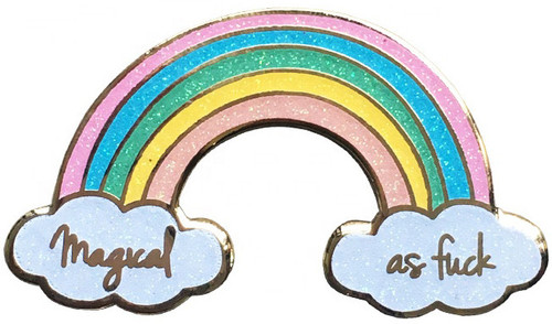 Set of 2 Rainbow Shaped "Magical AF" Enamel Lapel Pins (1" X 1.25")