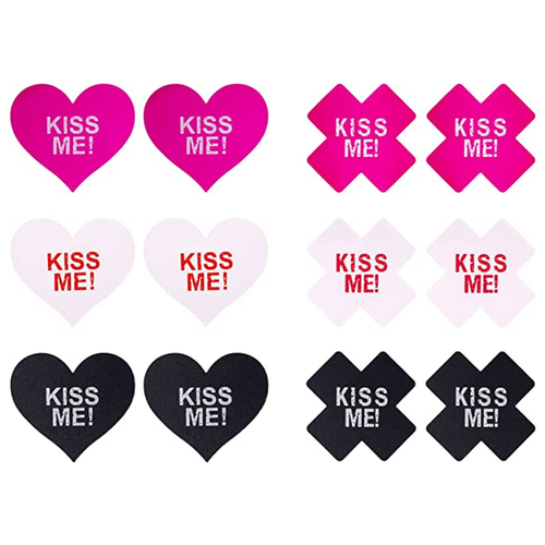 Naughty Collection: 6 Pairs of Disposable Assorted Shape Breast Petals Nipple Cover Pasties (Kiss Me)