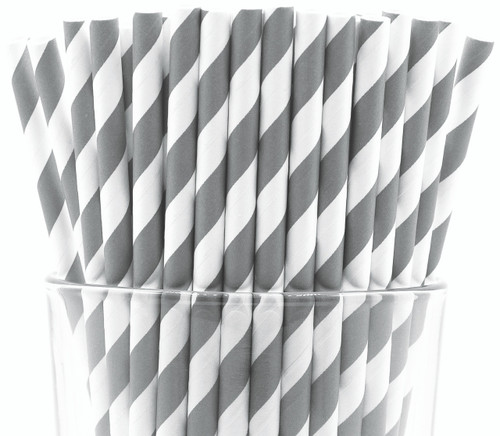 Gray Swirl Pattern Paper Straws