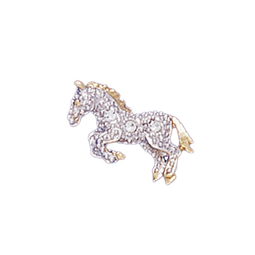 TACK PIN HORSE 18KT Two Tone Plated Pins with Hand Set Swarovski Crystals