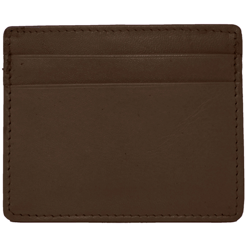 Genuine Cowhide Brown Leather Pocket 6Card Slim Wallet for Men & Women