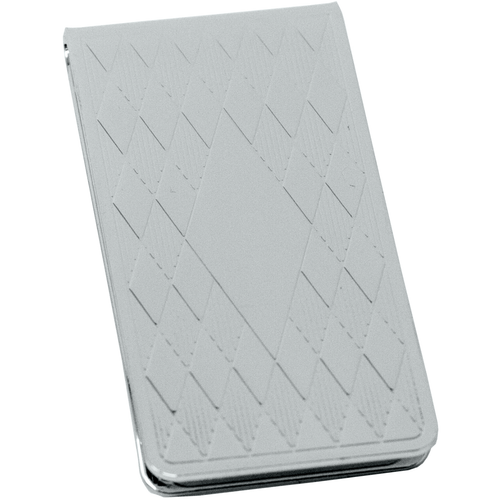 Set of 2 ChromePlated Stainless Steel Money Clips in Silver (Diamond Print)