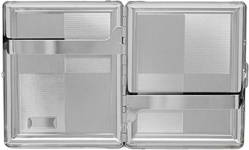 Silver Four Square (20 100s) Etched MetalPlated Cigarette Case & Stash Box