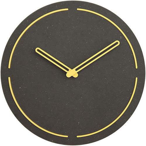 Modern Minimalist Dark Concrete Gray Silent Wall Clock (Yellow)