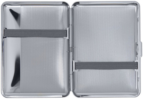 Silver Stripes (14 Kings) MetalPlated Elastic Bands Cigarette Case & Stash Box