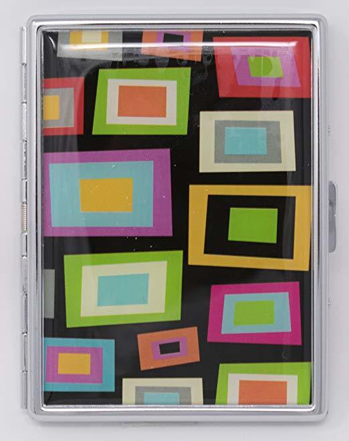 Retro Squares Compact (9 100s) MetalPlated Cigarette Case & Stash Box
