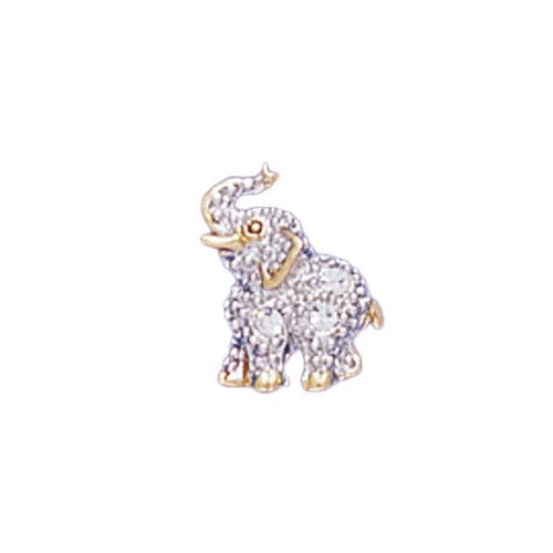 TACK PIN ELEPHANT 18KT Two Tone Plated Pins with Hand Set Swarovski Crystals