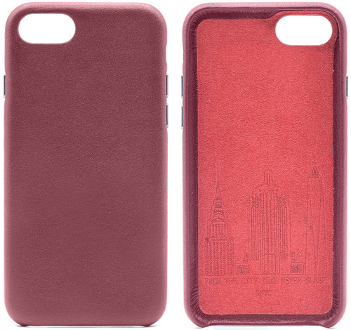 Genuine Cowhide Burgundy Leather Cell Phone Case for iPhone 8 Plus