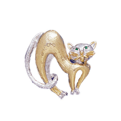 Cat 18KT Two Tone Plated Pins with Hand Set Swarovski Crystals