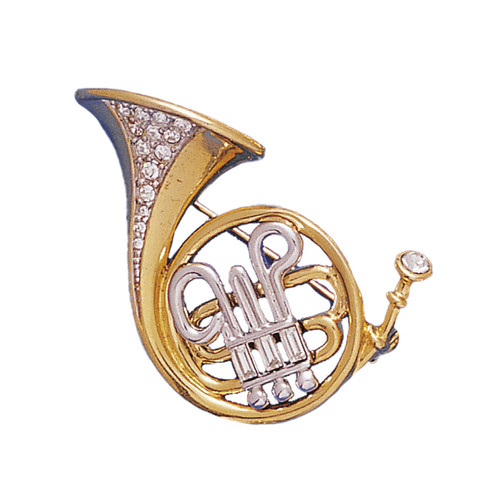 TUBA PIN 18KT Two Tone Plated Pins with Hand Set Swarovski Crystals