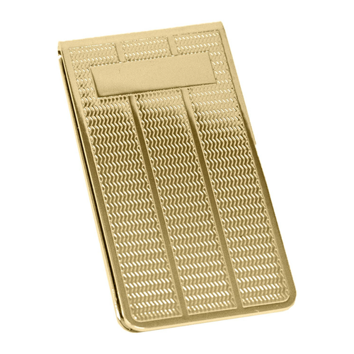 Set of 2 ChromePlated Stainless Steel Money Clips in Gold (Wavy Lines)