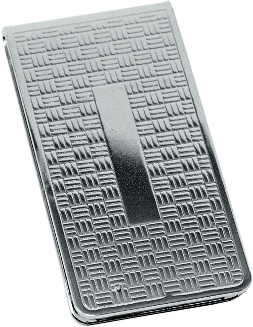 Set of 2 ChromePlated Stainless Steel Money Clips in Silver (Cross Pattern)