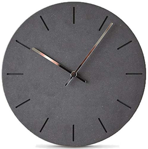 Modern Minimalist Concrete Misty Black Silent Wall Clock