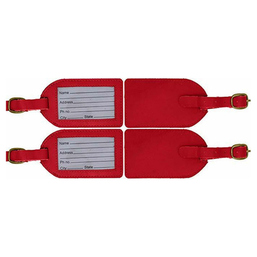 Genuine Cowhide Red Leather Luggage Suitcase Bag Tags (Pack of 4)