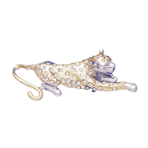 TIGER PIN 18KT Two Tone Plated Pins with Hand Set Swarovski Crystals