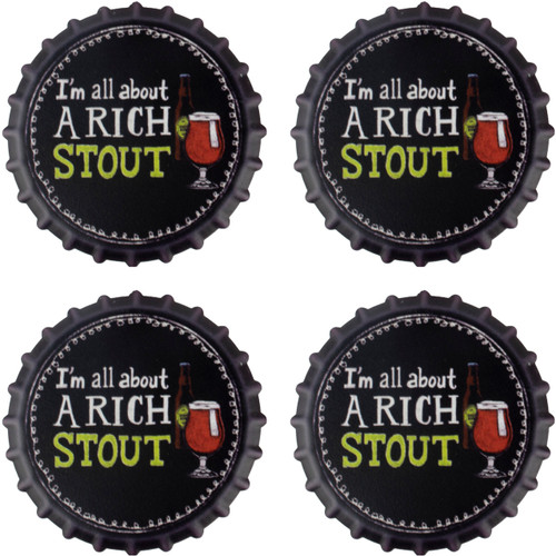 I'm All About A Rich Stout  Pack of 4 Moisture Absorbing Ceramic Coasters For Beer Lovers With Cork Base