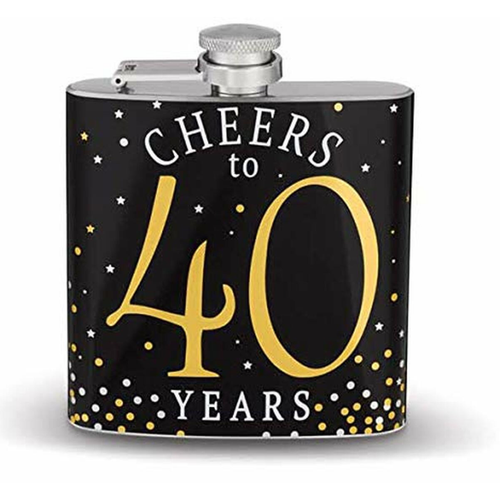 Cheers to 40 Years  6 oz Stainless Steel Alcohol Flask Special Celebrations and Occasions