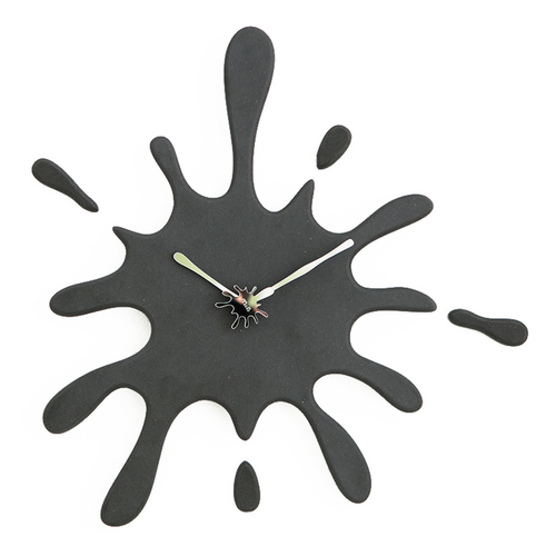 Modern Minimalist Black Ink Splash Silent Wall Clock (19.5 X 18.8)
