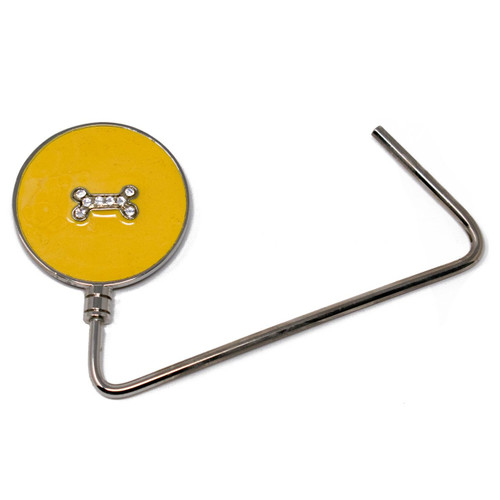 Dog Bone on Yellow  Snap Hook Bag Hanger With Extra Strong Grip