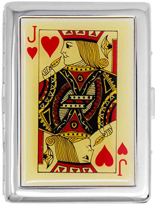 Jack of Hearts Compact (9 100s) MetalPlated Cigarette Case & Stash Box