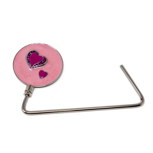 Hearts on Pink Snap Hook Bag Hanger With Extra Strong Grip