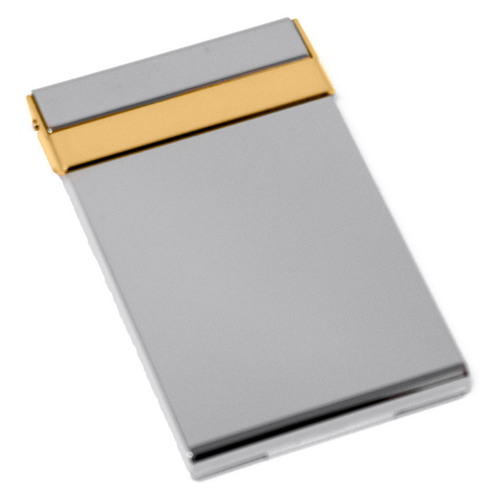 Vertical Slim Brushed Silver/Gold Metal Business Card Holder