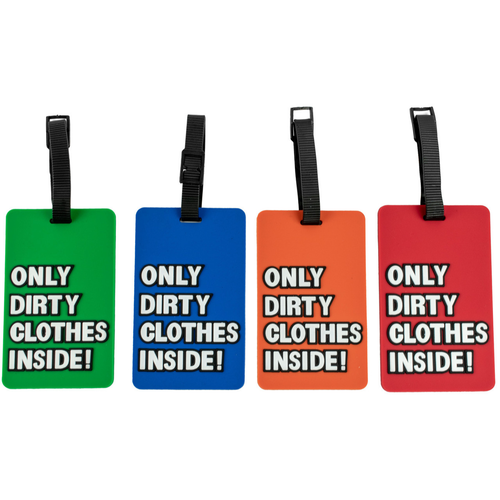 Only Dirty Clothes Inside  Funny Luggage Suitcase Bag Tags (Pack of 4)