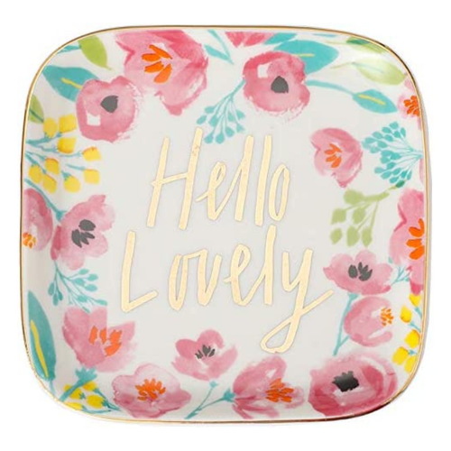 Hello Lovely Ceramic Trinket Plate and Decorative Jewelry Dish