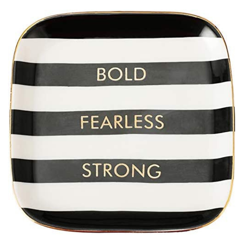 Bold Fearless Strong Ceramic Trinket Plate and Decorative Jewelry Dish