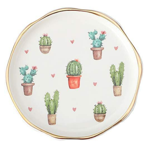 Cacti Ceramic Trinket Plate and Decorative Jewelry Dish