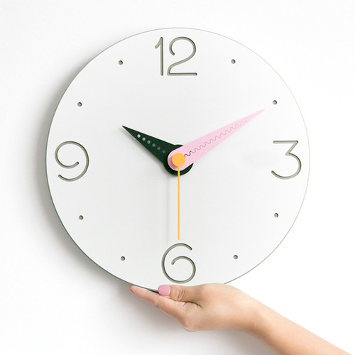 Modern Minimalist Pink & Black Wall Clock