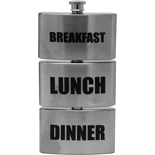 9 oz 3in1 Alcohol Flask (Breakfast, Lunch and Dinner) Made of 304 (18/8) Food Grade Stainless Steel  BPA free and Leak and Rust Proof